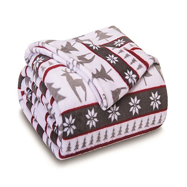 Elite Home Products WINTER NIGHTS PRINT PLUSH BLANKETS (Various Sizes and Colors)