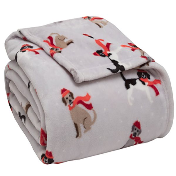 Elite Home Products WINTER NIGHTS PRINT PLUSH BLANKETS (Various Sizes and Colors)